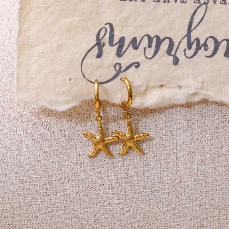 1 Pair Funny Romantic Scallop Fish 304 Stainless Steel 18K Gold Plated Drop Earrings