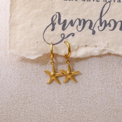 1 Pair Funny Romantic Scallop Fish 304 Stainless Steel 18K Gold Plated Drop Earrings