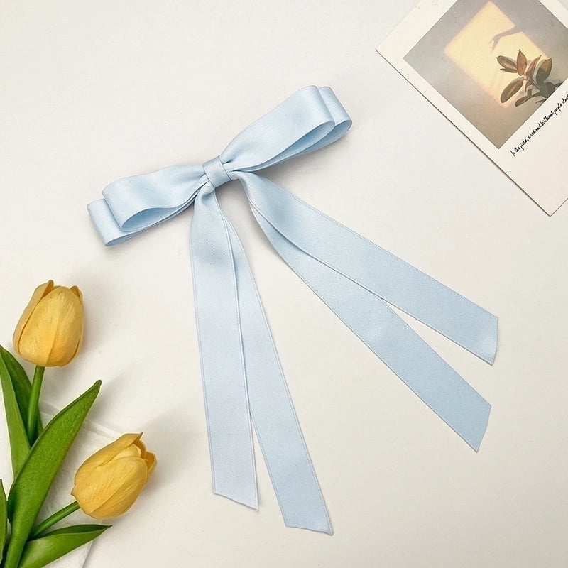 Korean Style Double-layer Bow Ribbon Hairclip Women's Ballet Girl Side Clip Back Head Top Simple Hair Accessories