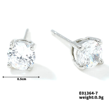 1 Pair Minimalist Geometric Plating Inlay Copper Glass K Gold Plated Rhodium Plated Ear Studs