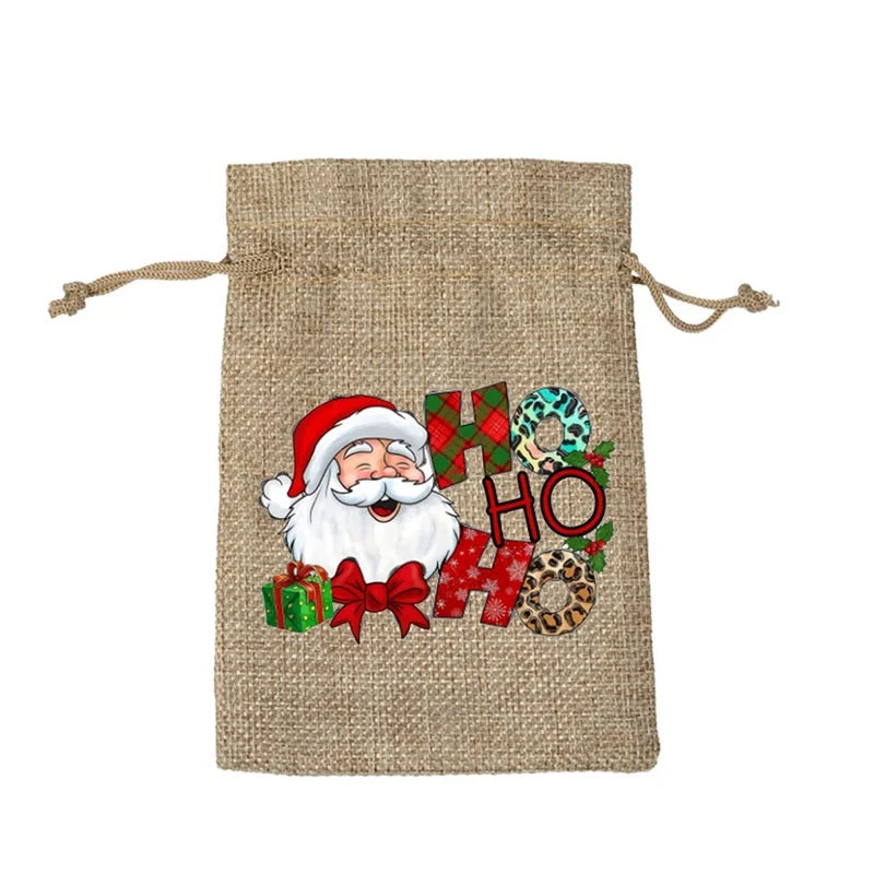 Christmas Nordic Style Cute Modern Style Christmas Tree Snowman Snowflake Imitated Hemp Party Festival Candy Bag