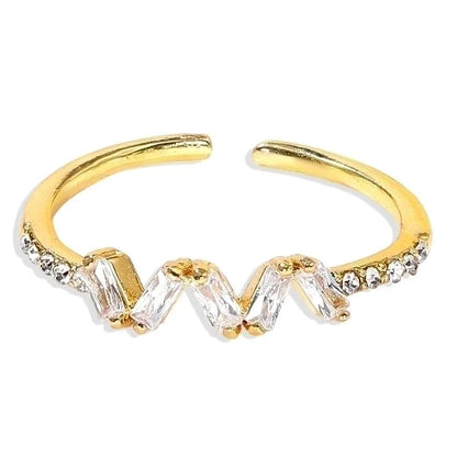 Geometric Silver Transparent Rhinestone Inlaid Series Open Copper Inlaid Zirconium Ring