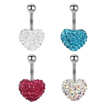 1 Piece Belly Rings Sexy Cool Style Heart Shape 316L Stainless Steel Alloy Plating Rhinestones