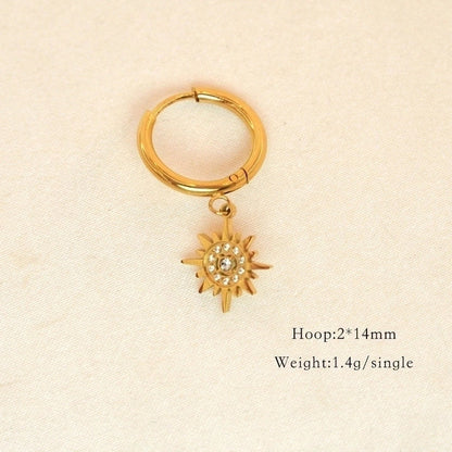 6 Pieces Minimalist Classic Style Solid Color Inlay 304 Stainless Steel Rhinestones Drop Earrings