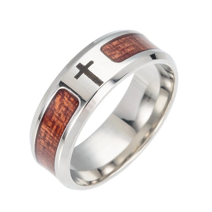 Retro Streetwear Cross Tree Stainless Steel Rings