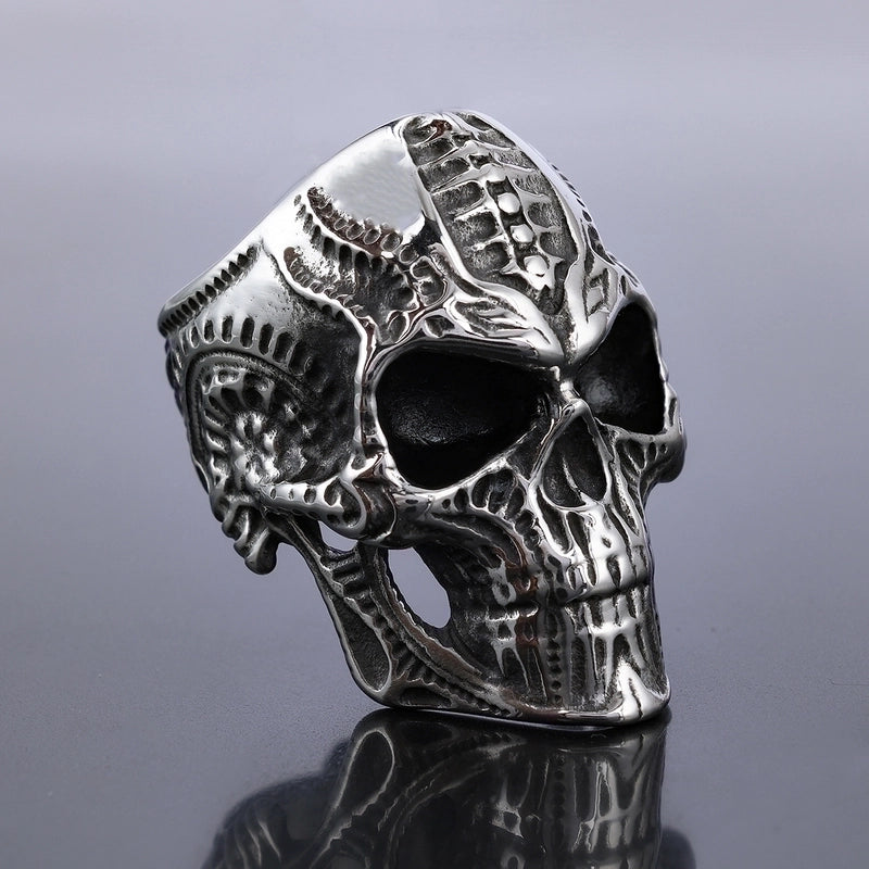 Retro Exaggerated Punk Skull 304 Stainless Steel Halloween Men'S Rings