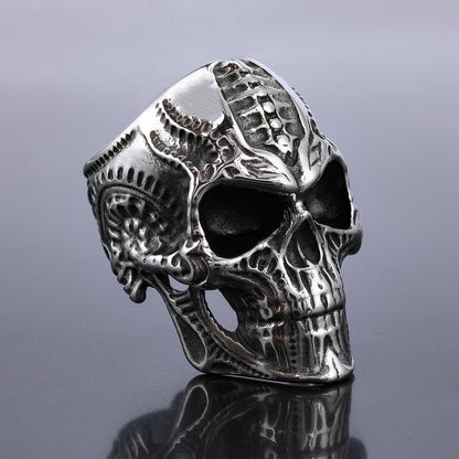 Retro Exaggerated Punk Skull 304 Stainless Steel Halloween Men'S Rings