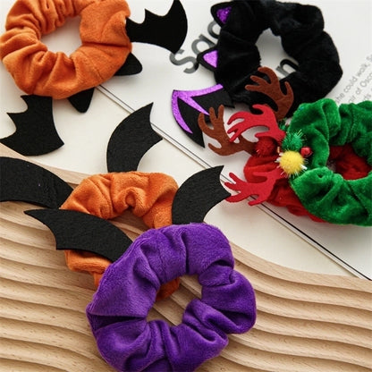 Halloween Christmas Fashion Women'S Solid Color Flannel Hair Tie