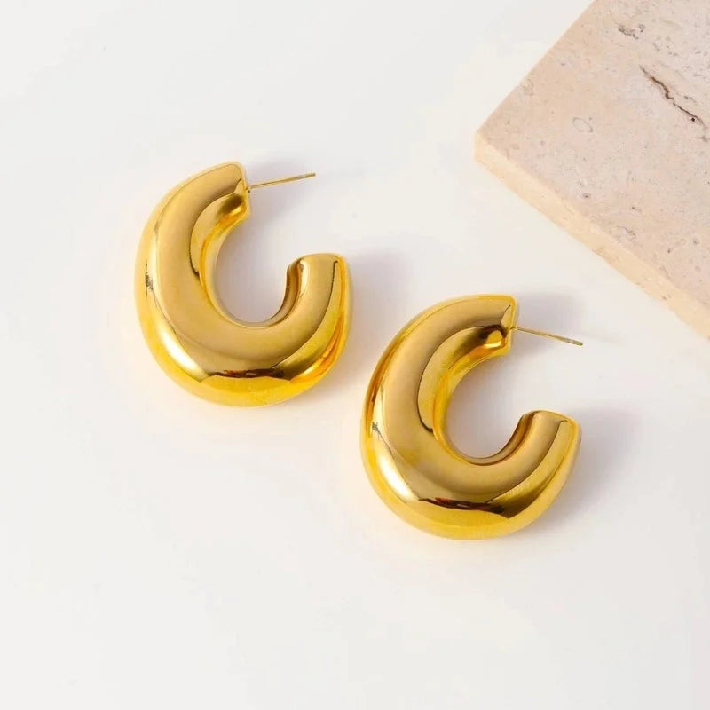 1 Pair Minimalist Geometric 304 Stainless Steel 18K Gold Plated Earrings