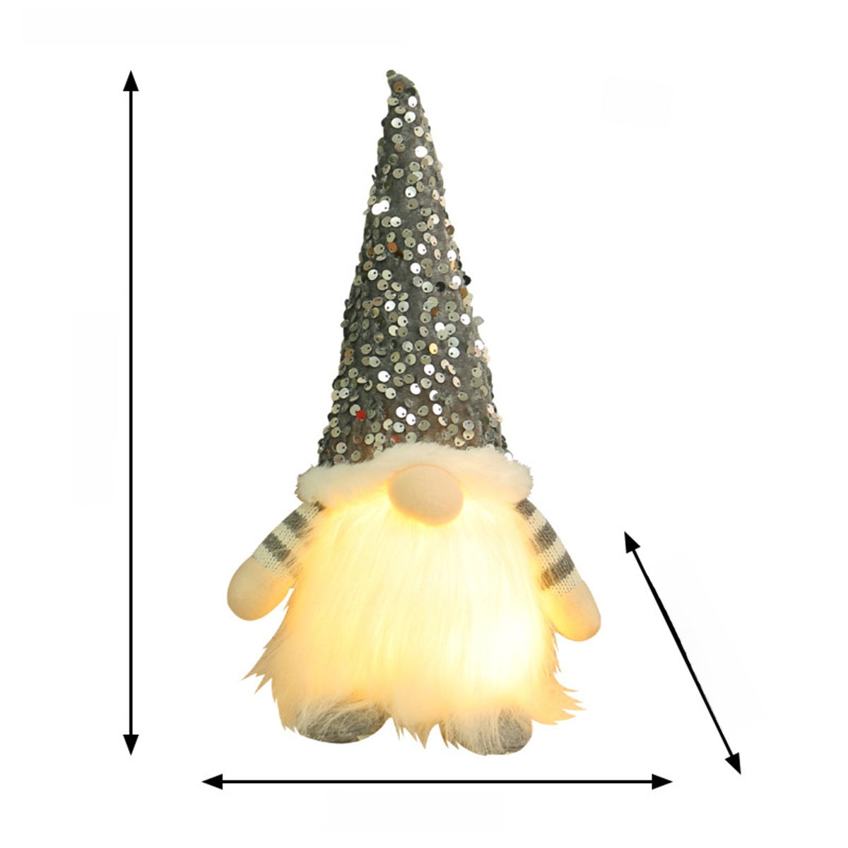 Christmas Decoration Christmas Sequin Lighted Rudolph Doll Christmas Glowing Faceless Gnome Doll Ornament