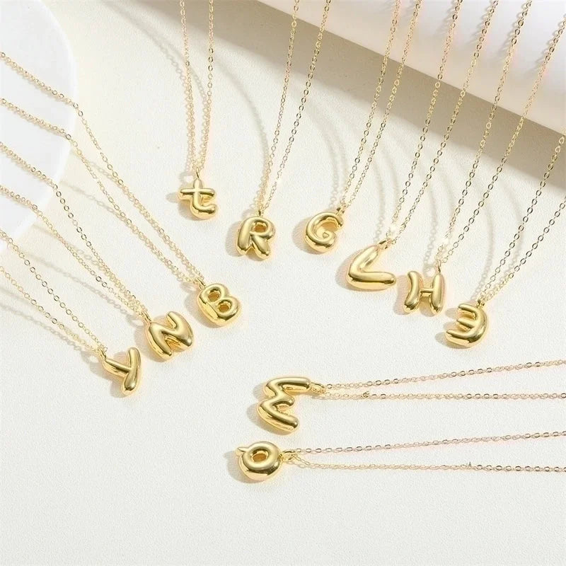 Copper 14K Gold Plated Minimalist Letter Pendant Necklace