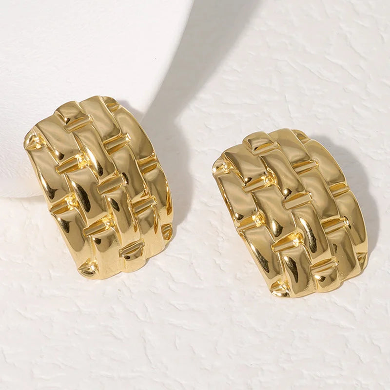 Fashion Quadrilateral Geometric Stainless Steel Electroplating Stud Earrings