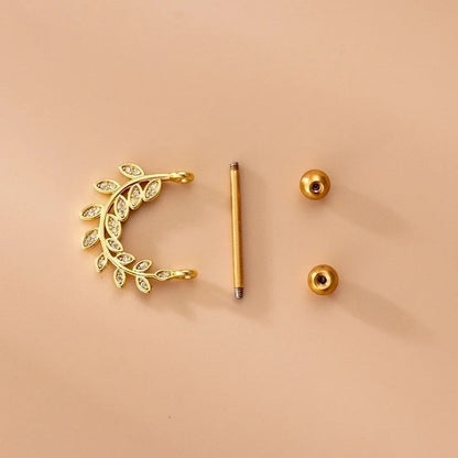 1 Piece Nipple Rings & Studs Fashion Leaf Star Moon 316L Stainless Steel Copper Plating Zircon