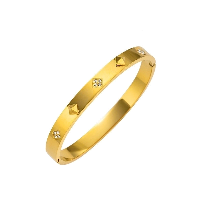 Casual Minimalist Heart Shape Flower Titanium Steel Rhinestones Bangle In Bulk