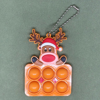 Christmas Tree Pendant Santa Snowman Deer Bubble Music Keychain Fingertip Toy