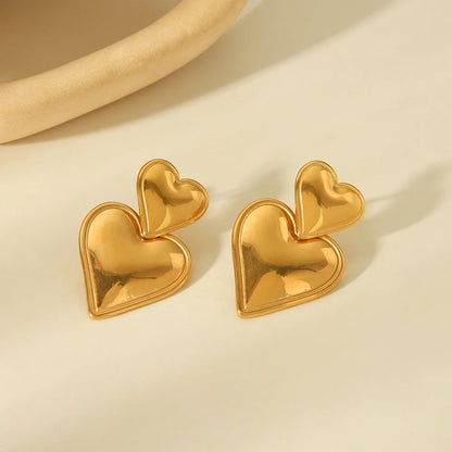 IG Style Heart Geometric Stainless Steel Electroplating Earrings