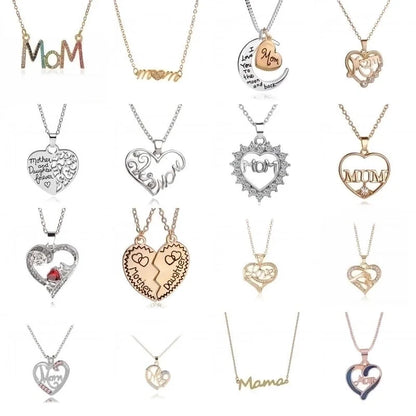 1 Piece Mama Minimalist Letter Moon Heart Shape Alloy Copper Plating Inlay Artificial Rhinestones Artificial Diamond Rose Gold Plated Gold Plated Silver Plated Pendant Necklace