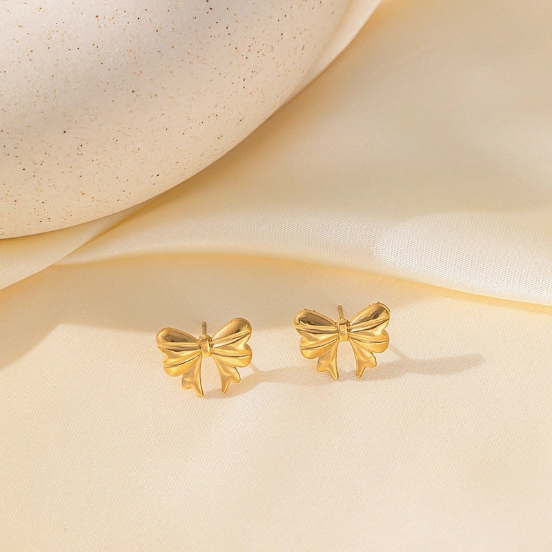 Elegant Sweet Streetwear Bow Knot Titanium Steel Plating Bracelets Earrings Necklace