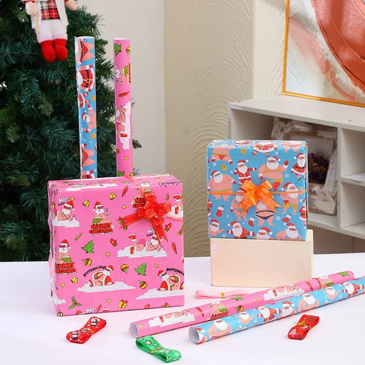Christmas Minimalist Classic Style Santa Claus Coated Paper Holiday Festival Gift Wrapping Supplies Gift Wrapping Supplies