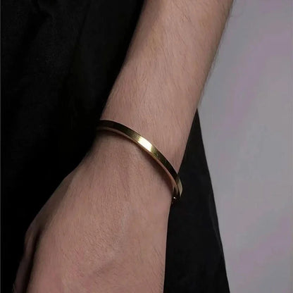 Minimalist Geometric Titanium Steel Bangle