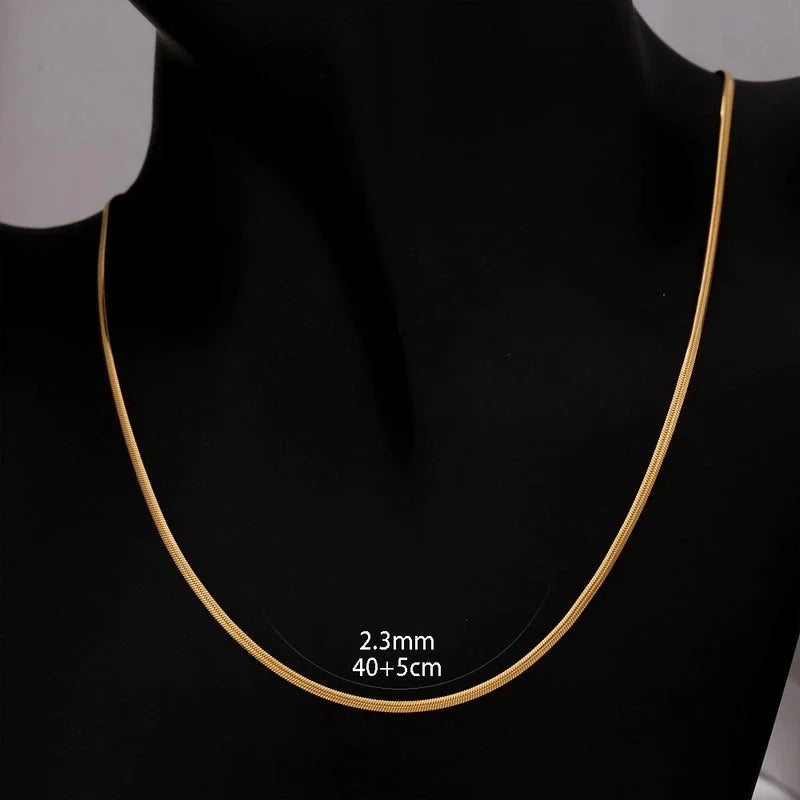 Minimalist Classic Style Solid Color 304 Stainless Steel 18K Gold Plated Plating Necklace