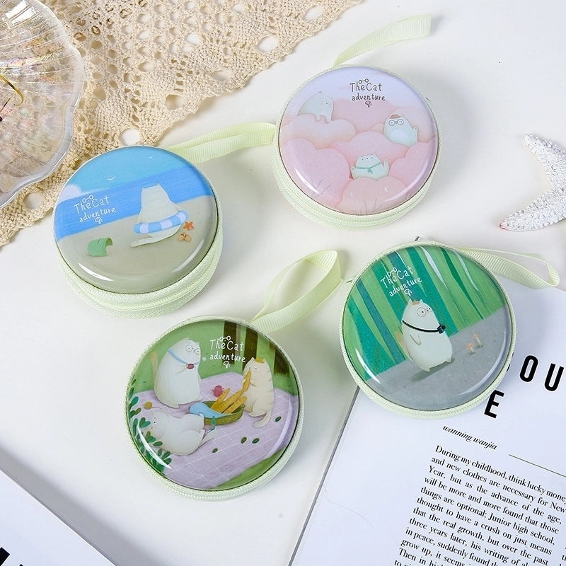 3 Pieces Women'S Cartoon Tinplate Zipper Coin Purses