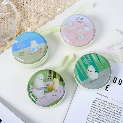 3 Pieces Women'S Cartoon Tinplate Zipper Coin Purses