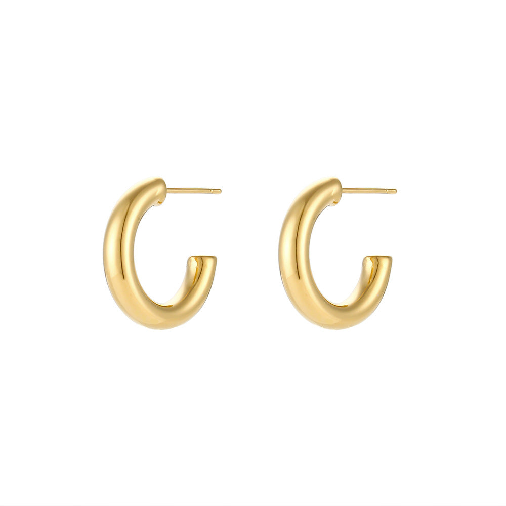 Fashion Round Geometric Stainless Steel 18K Gold Plated Earrings