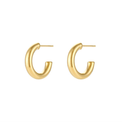 Fashion Round Geometric Stainless Steel 18K Gold Plated Earrings