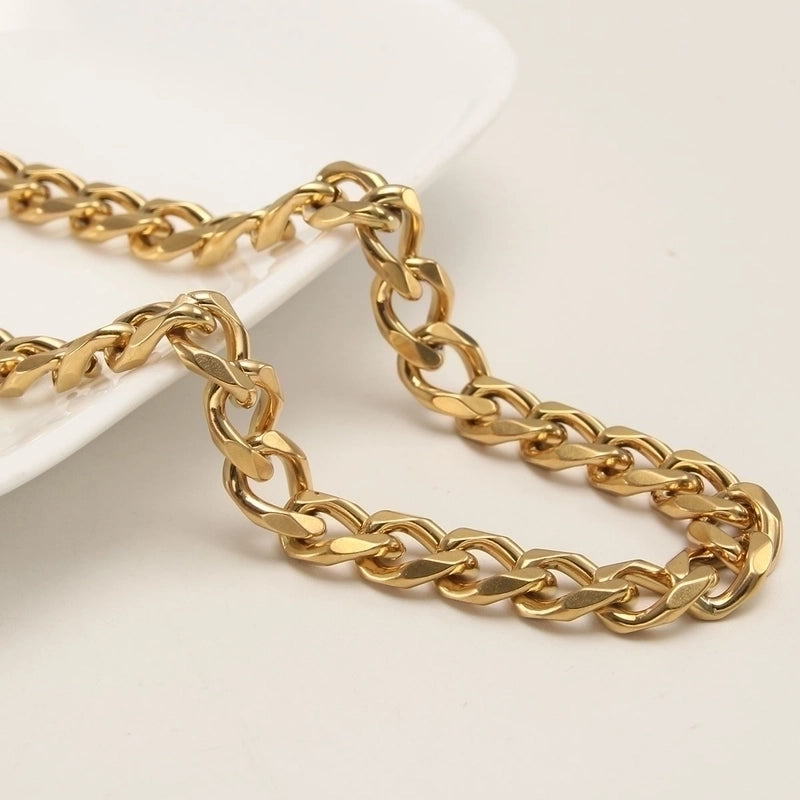 Hip-Hop Rock Punk Solid Color 304 Stainless Steel 18K Gold Plated Plating Necklace