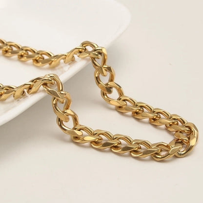 Hip-Hop Rock Punk Solid Color 304 Stainless Steel 18K Gold Plated Plating Necklace