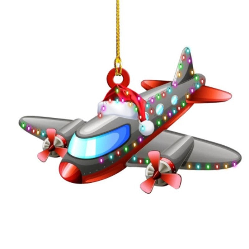 Christmas Tree Decoration Truck Steamboat Excavator Fire Truck Jeep Hanging Pendant Christmas Party Gift