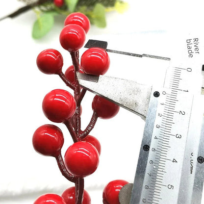 Simulation Red Berry 12-head Fork Christmas Foam Red Fruit Iron Wire Christmas Decoration Accessories Fruit String Home Red Fruit Branch