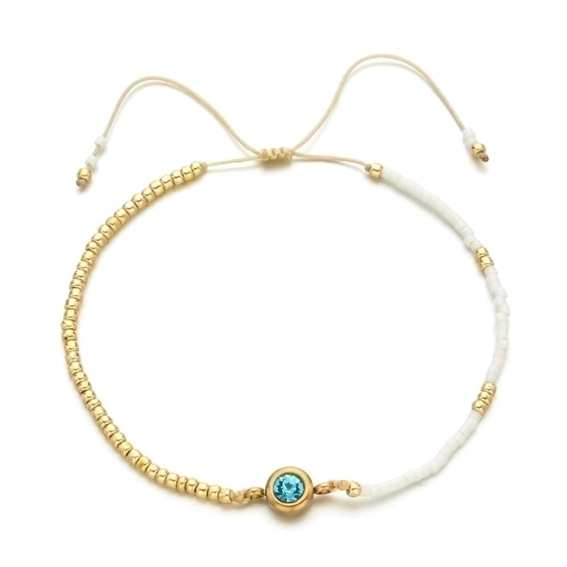 Casual Minimalist Round Stainless Steel Seed Bead Rope Beaded Inlay Zircon Bracelets