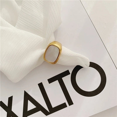 Minimalist Square Stainless Steel Plating 18k Gold Plated Rings