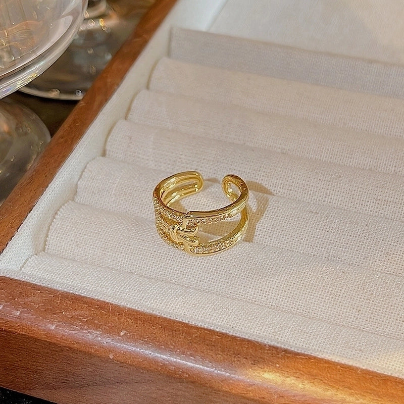 Minimalist Heart Shape Flower Bow Knot Copper Inlay Artificial Pearls Opal Zircon Rings