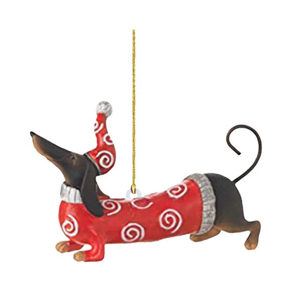 Hot Sale Sausage Dog Acrylic Flat Car Ornaments Christmas Christmas Tree Ornaments Home Decorations