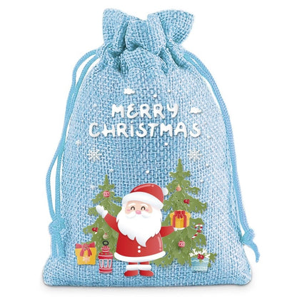 Christmas Cute Santa Claus Letter Snowman Linen Party Festival Gift Bags