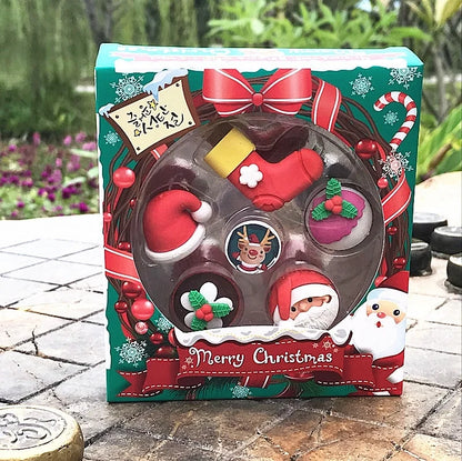 1 Set Cartoon Learning Christmas Rubber Cute