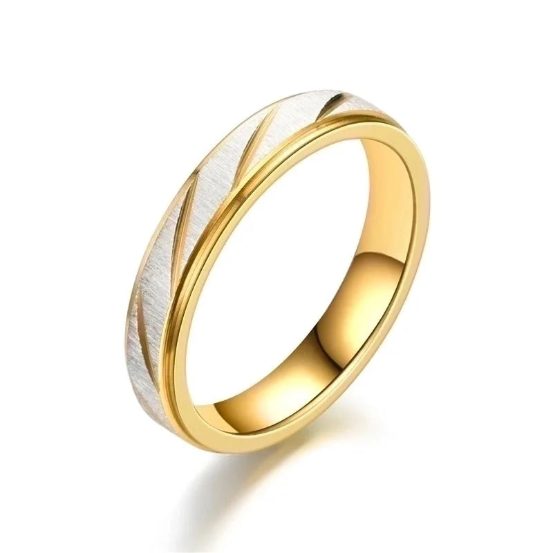 Fashion Golden Slash Stainless Steel Ring