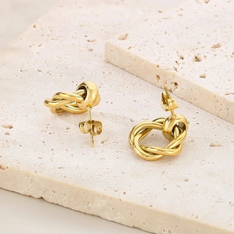 1 Pair Vintage Style Geometric Plating 304 Stainless Steel 18K Gold Plated Ear Studs