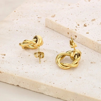 1 Pair Vintage Style Geometric Plating 304 Stainless Steel 18K Gold Plated Ear Studs