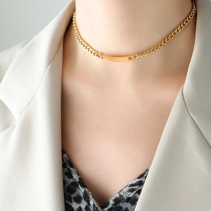 Hip-Hop Solid Color 304 Stainless Steel 18K Gold Plated Bracelets Necklace