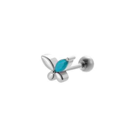 1 Piece Ear Cartilage Rings & Studs Sweet Crown Flower Butterfly 316L Stainless Steel Copper Plating Inlay Zircon