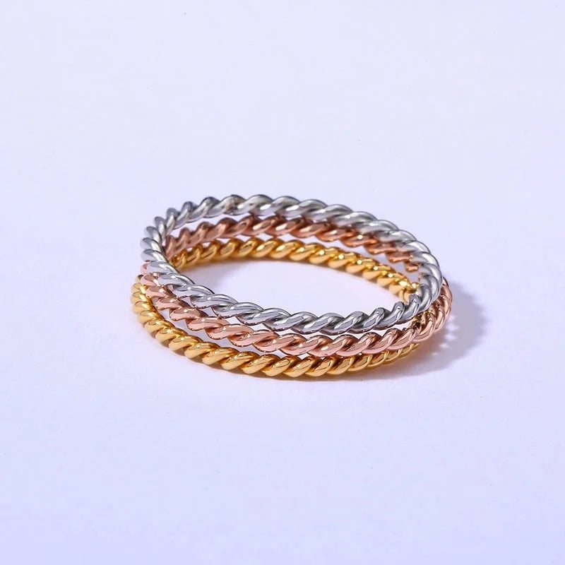 Fashion Geometric 201 Stainless Steel 18K Gold Plated Plating Stainless Steel Rings