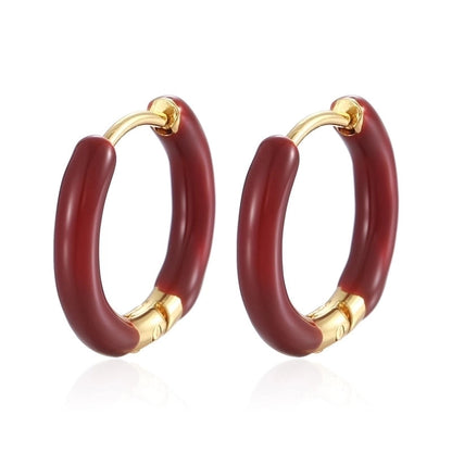 1 Pair Minimalist Circle Plating 304 Stainless Steel Silica Gel 18K Gold Plated Hoop Earrings