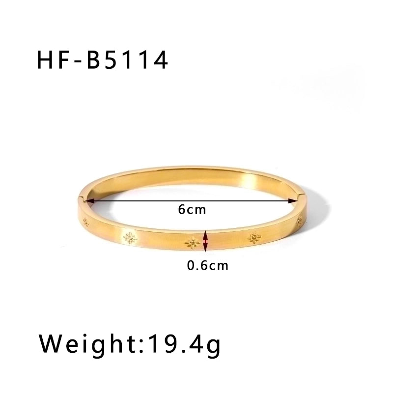 Minimalist Round Stainless Steel 18K Gold Plated Zircon Bangle In Bulk