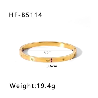 Minimalist Round Stainless Steel 18K Gold Plated Zircon Bangle In Bulk