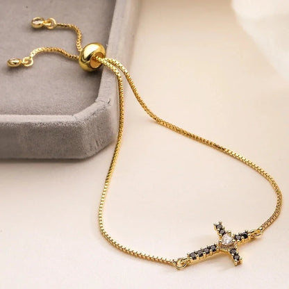 Retro Minimalist Cross Copper Bracelets Box Chain
