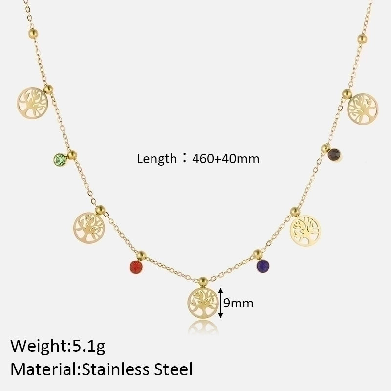 304 Stainless Steel Minimalist Shiny Polishing Plating Bc1035 Lucky Tree Pendant Necklace